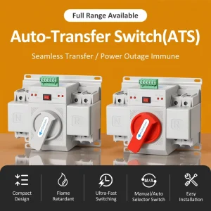 CB Grade Mini ATS Automatic Transfer Switch Dual Source Auto Manual Power Changeover Switch with Remote Signal Feedback