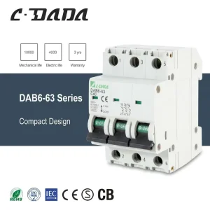 CDADA DAB6-63 Mini Type Copper Circuit Breakers 3P 4.5KA 6kA 1-63A Miniature Circuit Breaker