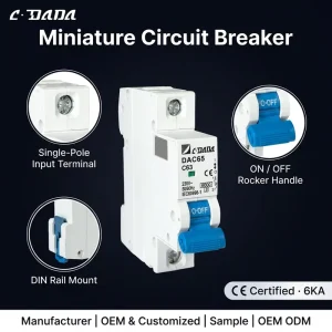 CDADA DAC65 1Pole 63A Miniature Circuit Breaker MCB DIN Rail Modular Mounting