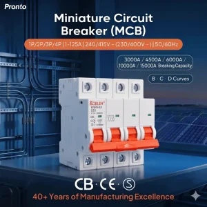 CE Approved 4P 415V AC Miniature Circuit Breaker (MCB) DIN Rail PA66 for Three Phase Electrical Distribution Safety Protection