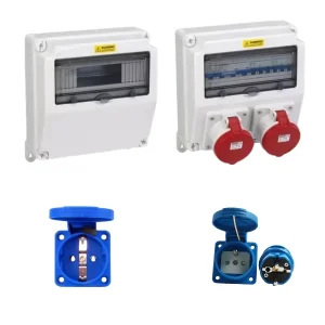 CE Certified IP54 Waterproof PC Plastic European French Standard 2 Schuko Outlets 16A Outdoor RCD Switch Wall Distribution Box