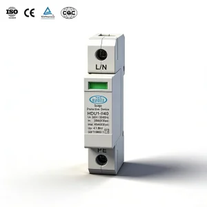 CE Certified T2 Type 40kA 385V 1 Pole Din Rail Surge Protector SPD HDU1-II40