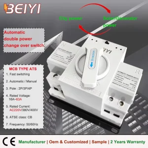CE OEM Dual Power Automatic Transfer Switch Changeover 63A 2P 3P 4P 230V Automatic Transfer Switching for Power Generator