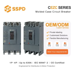 CEZC 630N 3P 630A Molded Case Circuit Breaker Thermal-Magnetic Trip Unit 50kA Breaking Capacity for Solar Systems