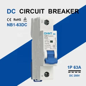 CH-INT NB1-63DC 1P DC125V 250V 1A 2A 3A 4A 6A 10A 13A 16A 20A 25A 32A 40A 50A 60A Miniature Circuit Breaker DIN Rail DC MCB