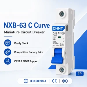 CH INT NXB 63 C Curve 1P 1A 2A 3A 4A 6A 10A 16A 20A 25A 32A 40A 50A 63A Miniature Circuit Breaker AC MCB for Power Distribution