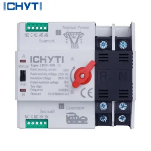 CHYT Din Rail Type PC 63A 100A 2P Changeover ATS Uninterruptible Dual Power Automatic Transfer Switch 10kA Breaking Capacity