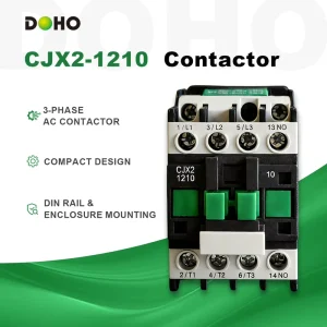 CJX2-1210 3-Phase AC Contactor 50/60Hz AC Motor Industrial Automation DIN Rail Free Standing Enclosure Mounting