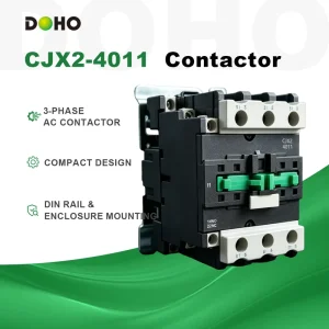 CJX2-4011 3-Phase AC Contactor 50/60Hz Motor Industrial Automation Free Standing Din Rail Enclosure Mounting