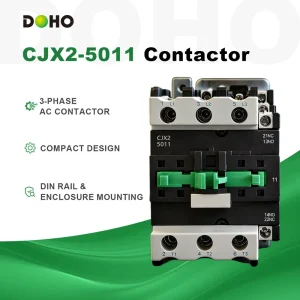 CJX2 5011 3 Phase AC Contactor 50/60Hz AC Motor Industrial Automation DIN Rail Enclosure Free Standing Mounting