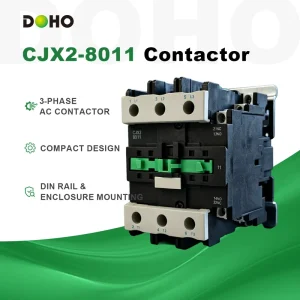 CJX2-8010 3-Phase AC Contactor 50 60Hz for Industrial Automation & AC Motor with Din Rail Enclosure Free Standing Mounting