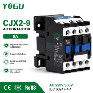 CJX2 AC Contactor 3 Phase Power Relay Switch for Pump Compressor Motor Protection System