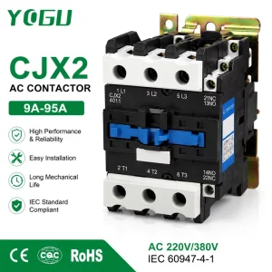 CJX2 Low Voltage AC Contactor 3 Phase 9A to 95A High Reliability Electrical Components