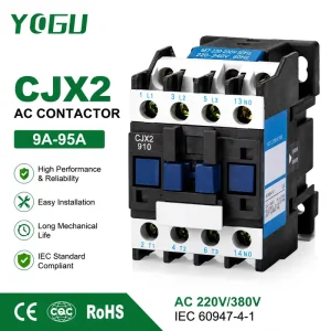 CJX2 Series Magnetic AC Contactor 3 Phase 9A-95A Industrial Motor Starter Switch 220V Coil