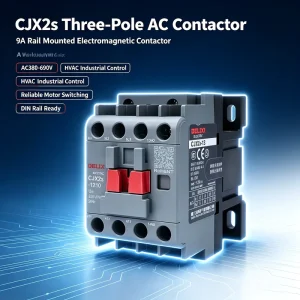 CJX2s Three Phase AC Magnetic Contactor 9A Din Rail Mount AC380-690V HVAC Industrial Electromagnetic Contactor