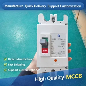 CM1 Series 125A 630A MCCB 1P 2P 4P Molded Case Circuit Breaker DC 500V 1000V Overload Protection for Solar PV System