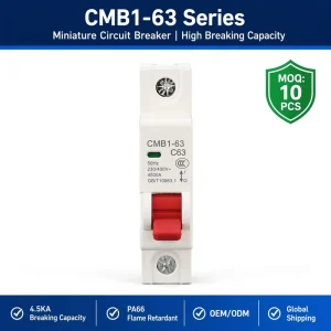 CMB1 63 Series High Breaking 4.5KA PA66 Rail Guided Miniature Circuit Breaker 1P 2P 3P 4P