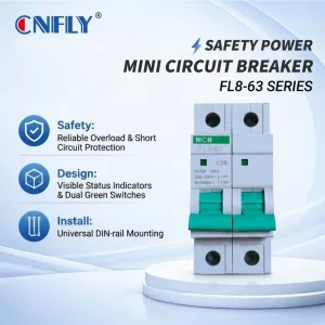 CNFLY AC 2P 10A 230/400V 6kA 50Hz MCB Copper Material C Type Rail Mounting Miniature Circuit Breaker 16A 20A 25A 32A 40A 63A