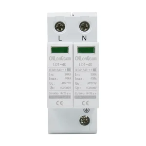 CNLonQcom LD1 40 2P AC 275V 20 40KA White T2 SPD for Solar PV Systems Lightning Protection AC Surge Protector Device