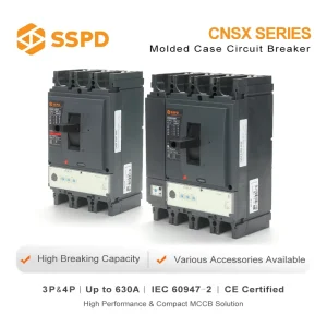 CNSX 630 3P 630A Compact Molded Case Circuit Breaker 690V 36KA Breaking Capacity Digital Trip Unit AC50 60Hz ISO9001 Metal