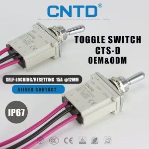 CNTD CTS D Toggle Switch SPST 2 3 4 6 Pin Quick Connect Terminal(#250) Self locking Momentary 15 20A 250V 12mm Mounting IP67
