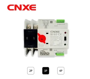 CNXE 100A 2P Changeover Single Three Phase ATS Uninterruptible Dual Power Automatic Transfer Switch Din Rail Type Solar