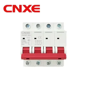 CNXE DZ47 63 4P Polycarbonate Miniature Circuit Breaker (MCB) Din Rail Mount 240V 380V Breaking Capacity 4kA