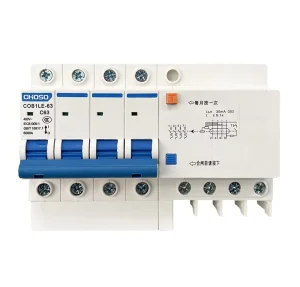 COB1LE-63 4P C63 RCBO 16A20A25A32A40A63A80A100A125A 30mA 6KA Rail Mount Residual Current Circuit Breaker Overload Leakage