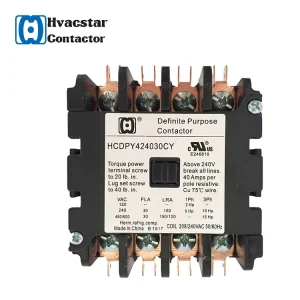 CUL Certified HVAC Definite Purpose Magnetic 4 Poles Electronic AC Contactor 4P 40Amp 24-277V Air Conditioning