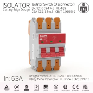 CXI29 63/3P 3P Isolator Switch 80A Disconnector IEC EN60947 for CAS 54mm Din35 10KA 480V