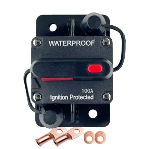 Car Circuit Breaker 100 Amp 12V – 48V DC with Manual Reset Switch Button for Boat Trolling Motor Marine ATV Trailer Vehicles