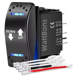 Car Reverse Rocker Switch 7 Pin DPDT (on)-Off-(on) 12V/20A Up and Down Momentary Self-Reset Toggle Switch for Winch Hoist Crane