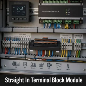 China Factory 1 in 6 Out Push in Terminal Block Module 0.2-1.5mm² 300V 17.5A with Mounting Base for Switchgear Panels