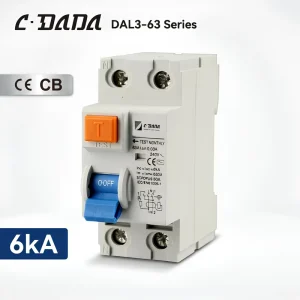 China Factory DAL3 63 Residual Current Circuit Breaker (RCCB) 400V 63A 30mA 1P+N 3P+N Electromagnetic