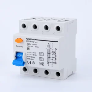 China RCCB 4P 63A Type B Detectable Wave Form Residual Current Square Circuit Breaker Model RWM5BL 63 4P B 6kA CCC CE
