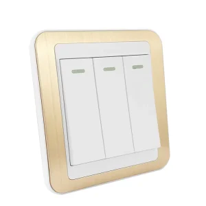 China White & Gold Color Push Button 3 Gang 1 Way Wall Switch 16A 250V 15 Year Warranty