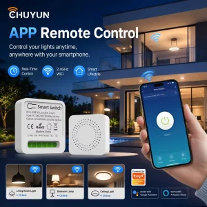 ChuYun WiFi 16A Switch On Off App Voice Timer Mini WiFi Smart Switch Module Remote Control Wall Switch