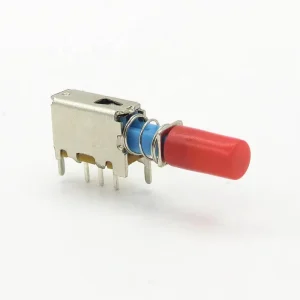 Circle 3 Pin Panel Push Button Switches Horizontal Self Lock Insert Type Side Push Red Button PCB