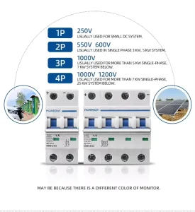 Circuit Breaker Miniature Solar Air Electric Current Switch DC MCB 40 Amp 2P 3P 4P 63A Mini Solar PV System 20000 Times