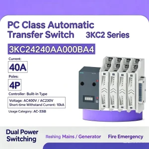Compact ATSE Dual Power Automatic Transfer Switch 3KC2 Type Integrated Controller for Distribution Cabinet Installation