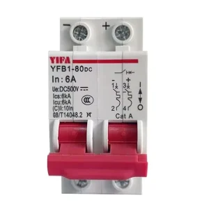 Compact Miniature Circuit Breaker DC 63A 500V 2P for Power Distribution and Solar Panel Grid System Protection MCB