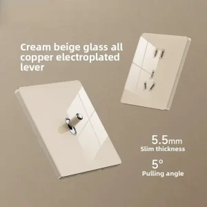 Cream Warm Yellow Toggle Slim Acrylic 55mm Frameless Large Plate Wear Resistant Scratch Resistant Touch OnOff Switch