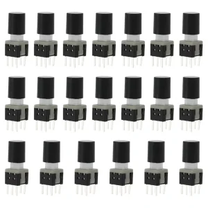 Create Idea 20Pcs Micro Mini Latching Push Button Switch 58x58mm 6 Pin Non Smart with Black Cap