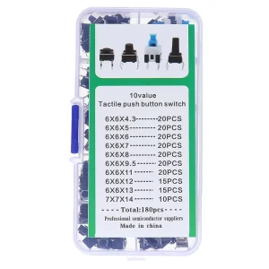Custom Available 180pcs 6mm X 6mm Tactile Micro Push Button Switches 5V Max. Voltage Pressure Switches