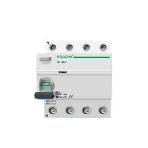 Custom Made 4P 40A 30mA CE 10kA Breaking Capacity 400/415V 50/60Hz RCCB Flame Retardant Rail Mounting Industrial