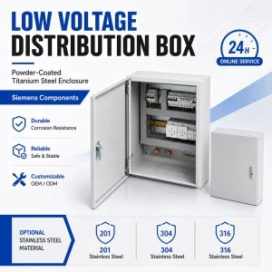 Custom Powder Coated Titanium Steel Low Voltage Distribution Box with Breakers and Socket Outlets for Industrial Use