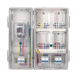Custom Single Phase 4 Meter Low Voltage ABS Distribution Box Transparent Window Surface Flush Mounted Residential Use CCC