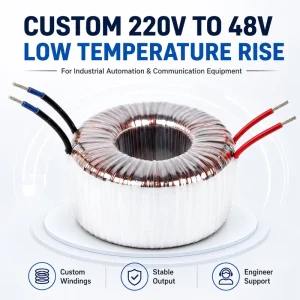 Custom Toroidal Transformer Low Temperature Rise Stable Output for Industrial Automation and Communication Equipment
