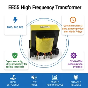 Customizable Professional Manufacturer EE55 mv Hv Low Voltage transformers Power High Frequency Transformer