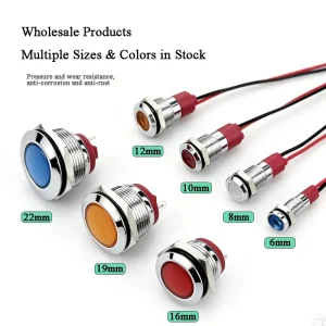 Customized Multi-Color LED Indicator Light 16/19/22mm High-Brightness High-Life Metal Micro-Current Waterproof IP65 12V 24V 220V